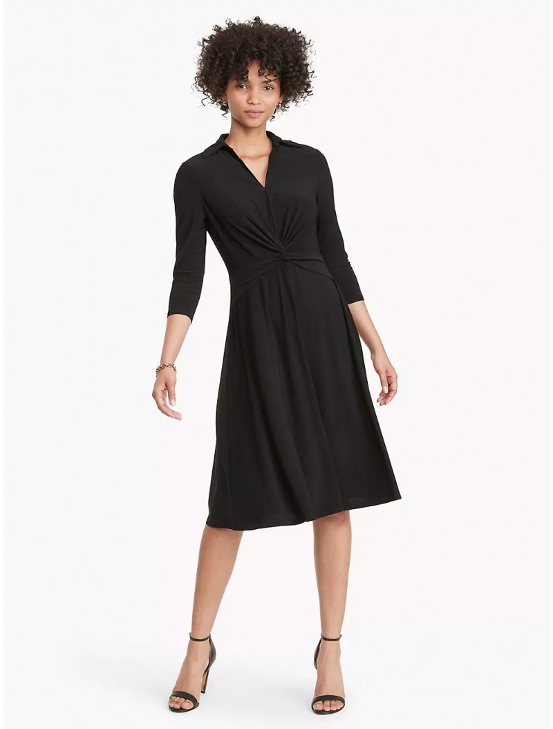 Tommy Hilfiger Essential Gathered Jersey Dress Dresses & Skirts Black | 2538-EZBJS