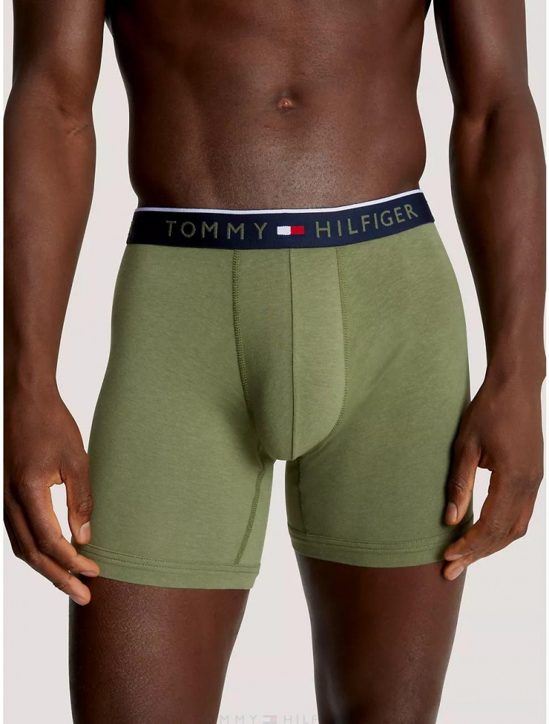 Tommy Hilfiger Essential Luxe Stretch Boxer Brief 3-Pack Underwear Olivine | 9843-CKYJB