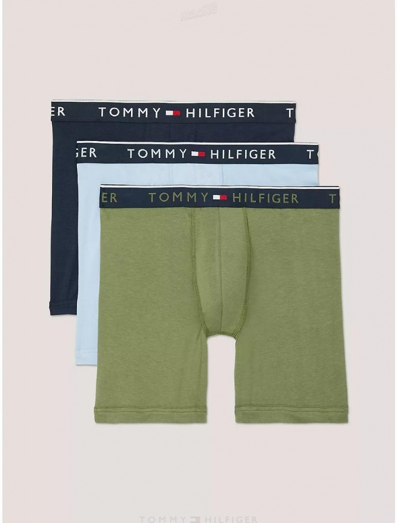 Tommy Hilfiger Essential Luxe Stretch Boxer Brief 3-Pack Underwear Olivine | 9843-CKYJB