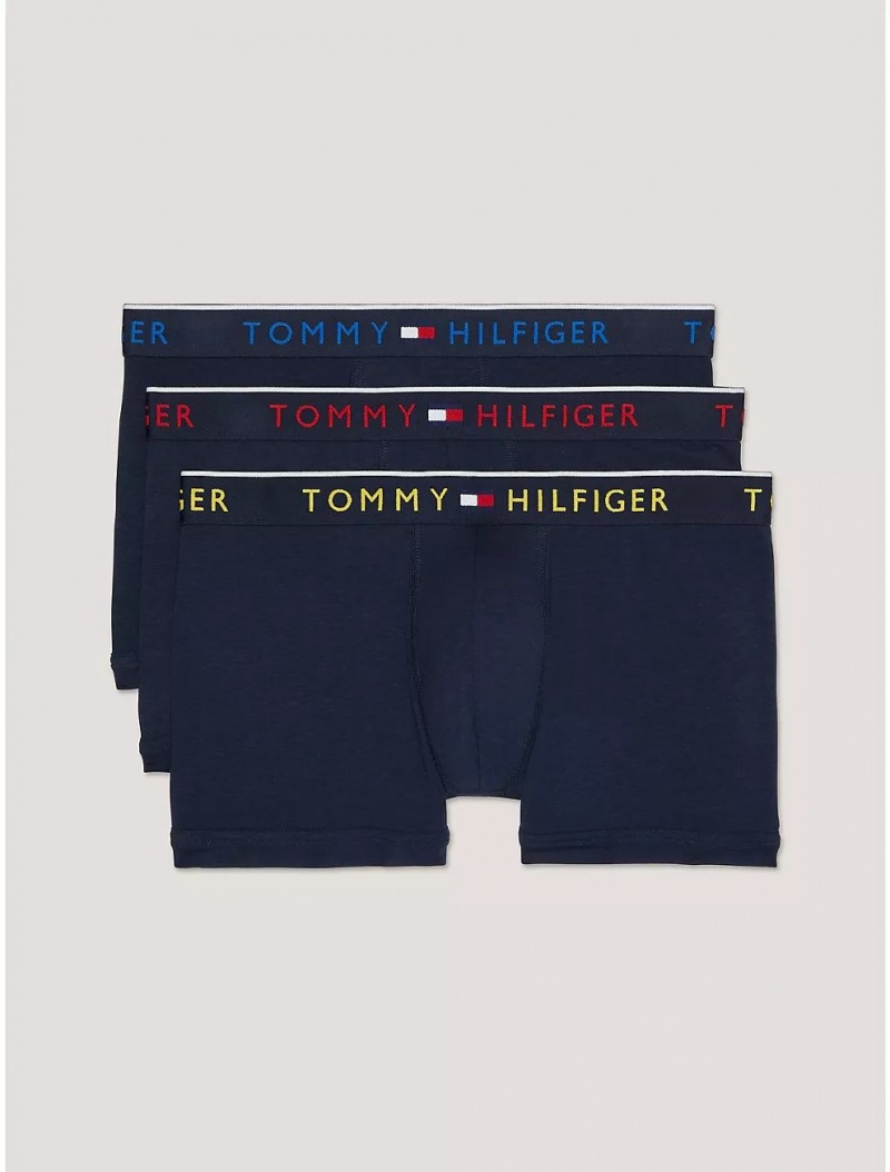 Tommy Hilfiger Essential Luxe Stretch Trunk 3-Pack Underwear Dark Navy | 5763-ZIGJU