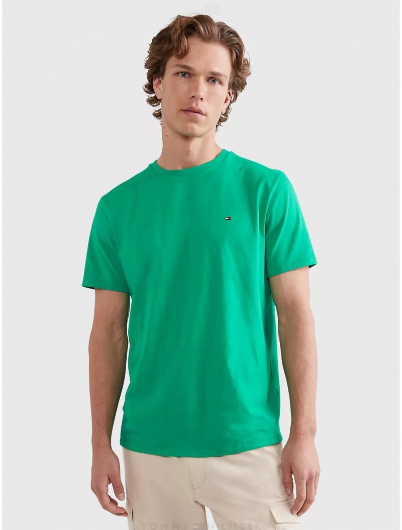 Tommy Hilfiger Essential Solid T-Shirt Tops Green Treasure | 7846-URFZD