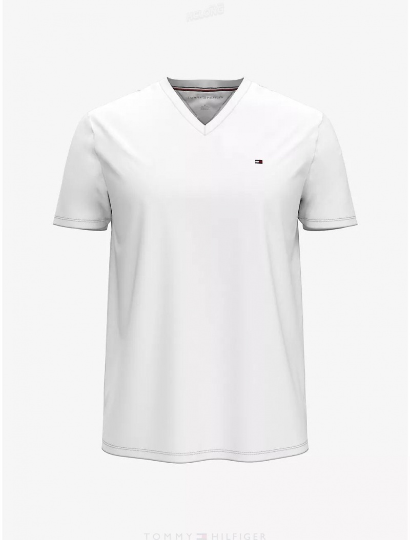 Tommy Hilfiger Essential V-Neck T-Shirt Tops Bright White | 3207-FCANZ