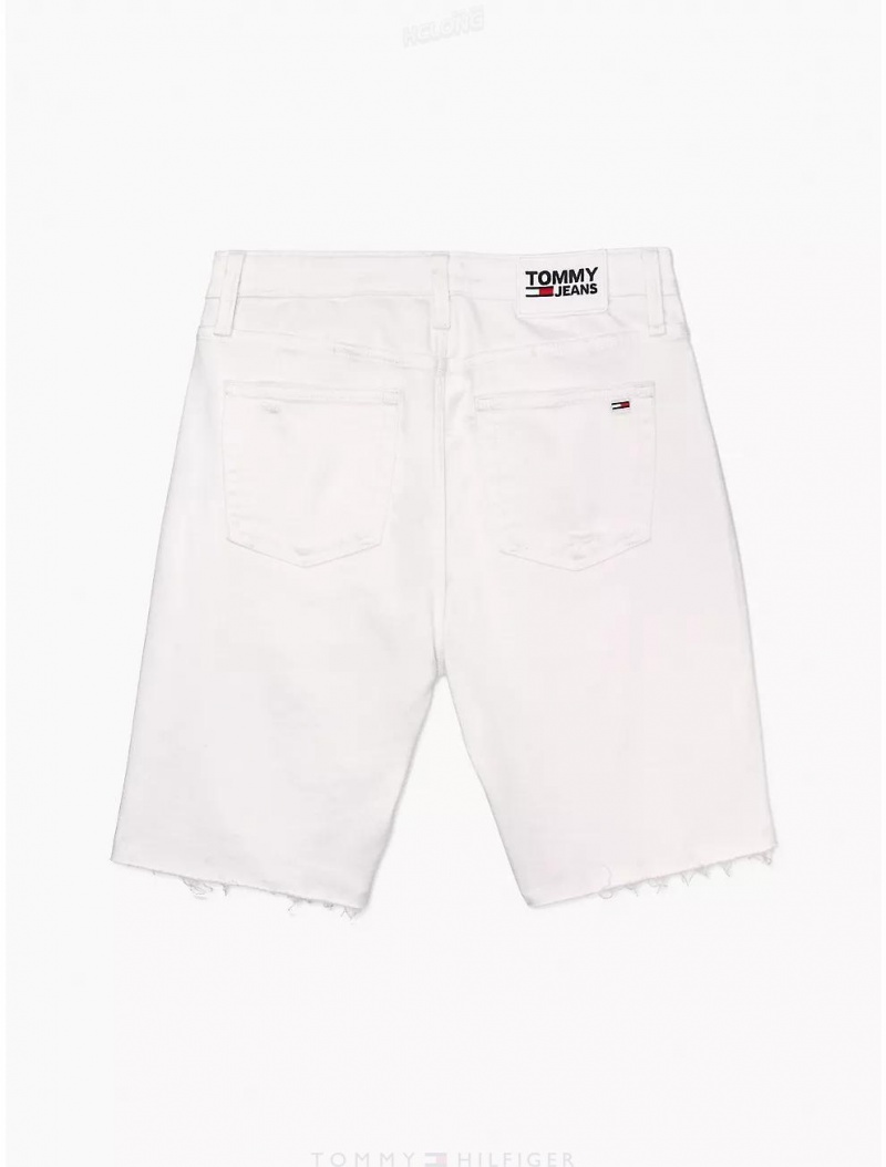 Tommy Hilfiger Faded Denim Bermuda Short Bottoms White | 0369-VXBNK