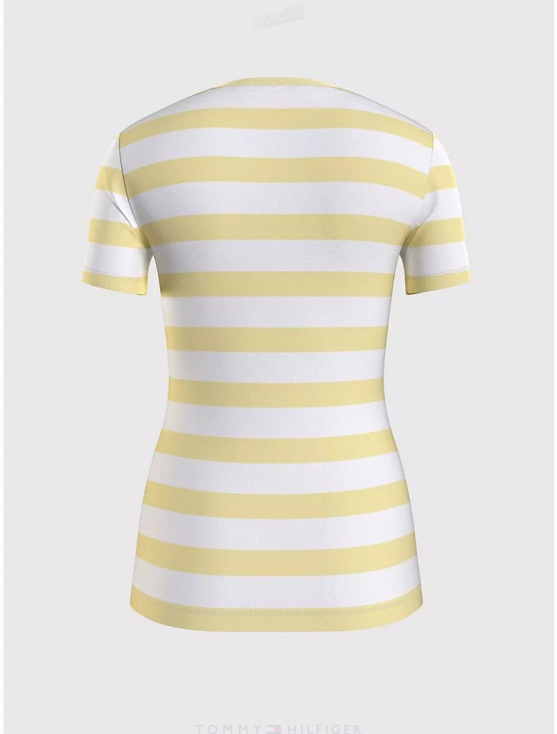 Tommy Hilfiger Favorite Crewneck Stripe T-Shirt T-Shirts & Polos Yellow Blossom Multi | 2953-PZLUO