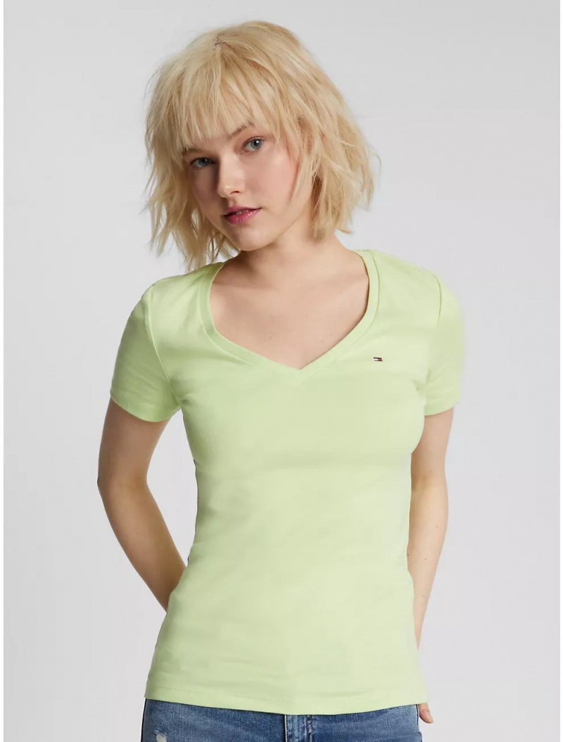 Tommy Hilfiger Favorite V-Neck T-Shirt T-Shirts & Polos Green Melon | 5418-TSABO