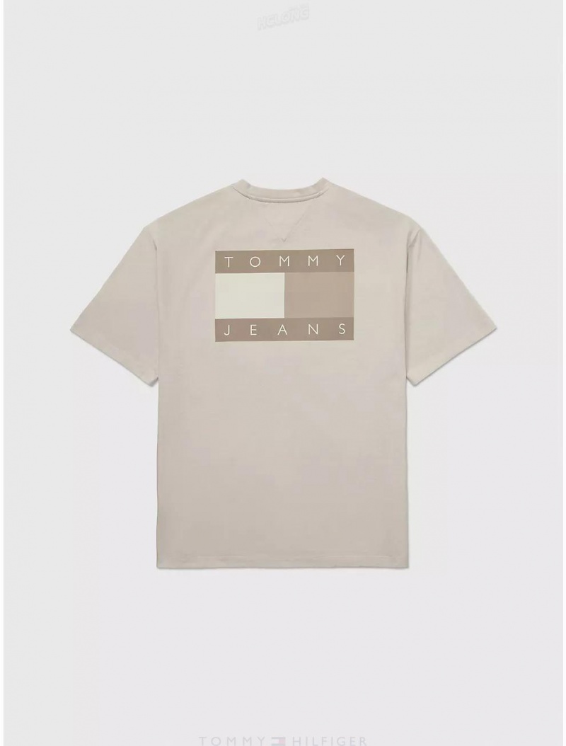 Tommy Hilfiger Flag Graphic T-Shirt Tops Fresh Clay | 9501-ZSHYD