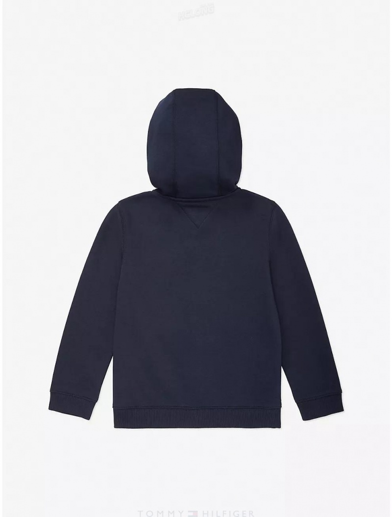 Tommy Hilfiger Flag Hoodie Tops Sky Captain-Pt | 2419-BHWZD