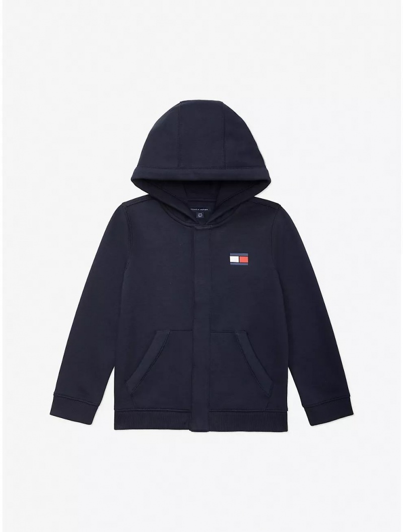 Tommy Hilfiger Flag Hoodie Tops Sky Captain-Pt | 2419-BHWZD