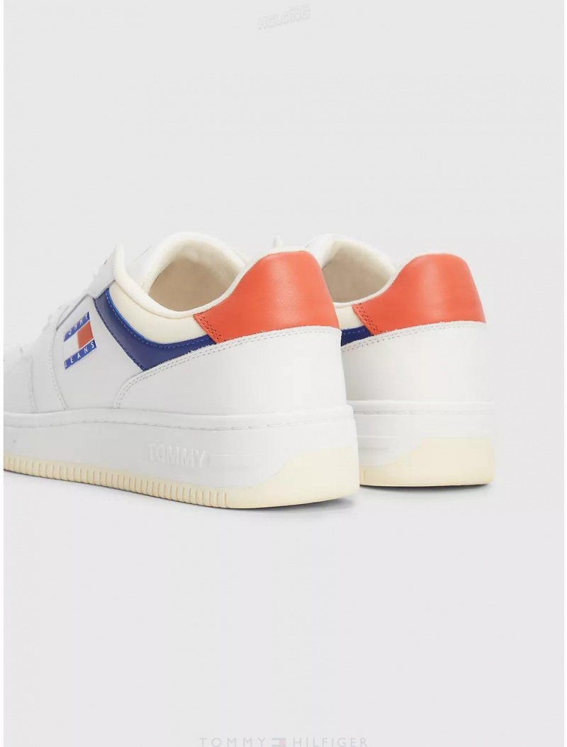 Tommy Hilfiger Flag Leather Sneaker Shoes Red/White/Blue | 1385-WFXUE