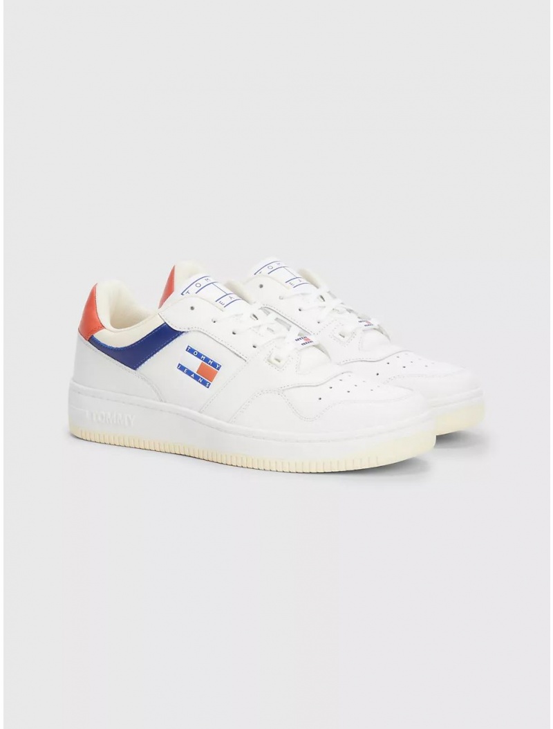 Tommy Hilfiger Flag Leather Sneaker Shoes Red/White/Blue | 1385-WFXUE