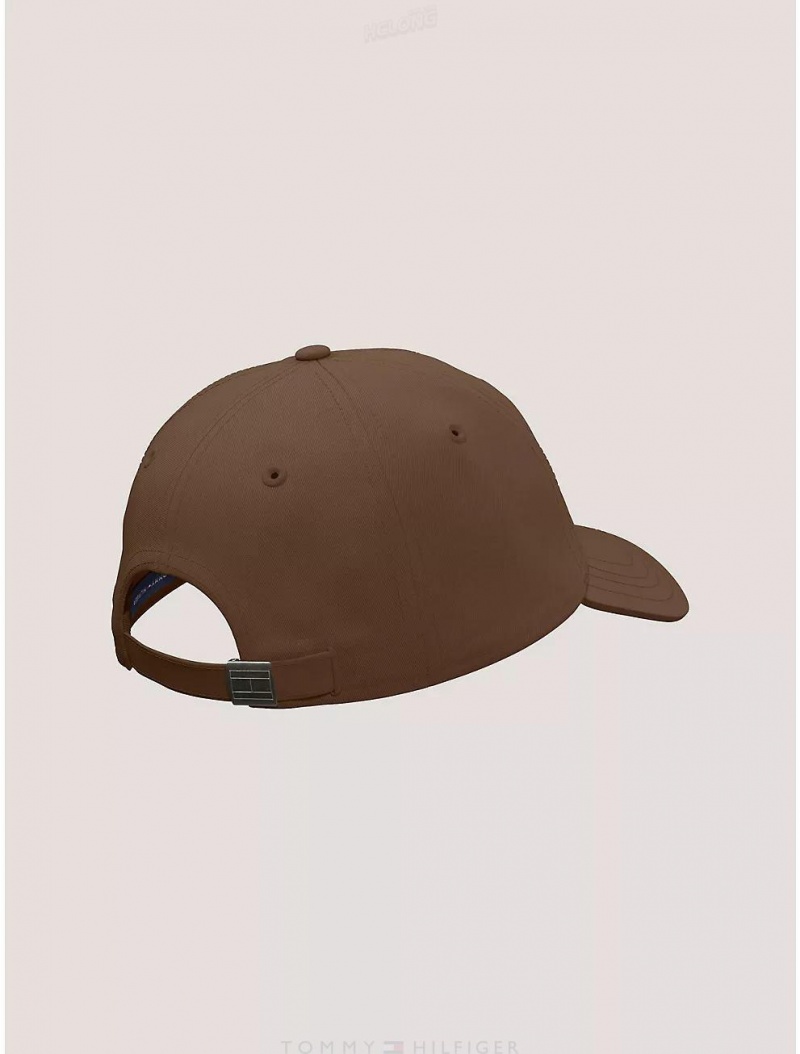 Tommy Hilfiger Flag Logo Baseball Cap Hats Brown | 0169-BCJZI