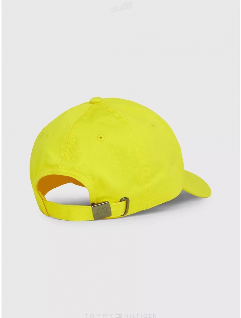 Tommy Hilfiger Flag Logo Baseball Cap Hats Vivid Yellow | 4260-BFCYR