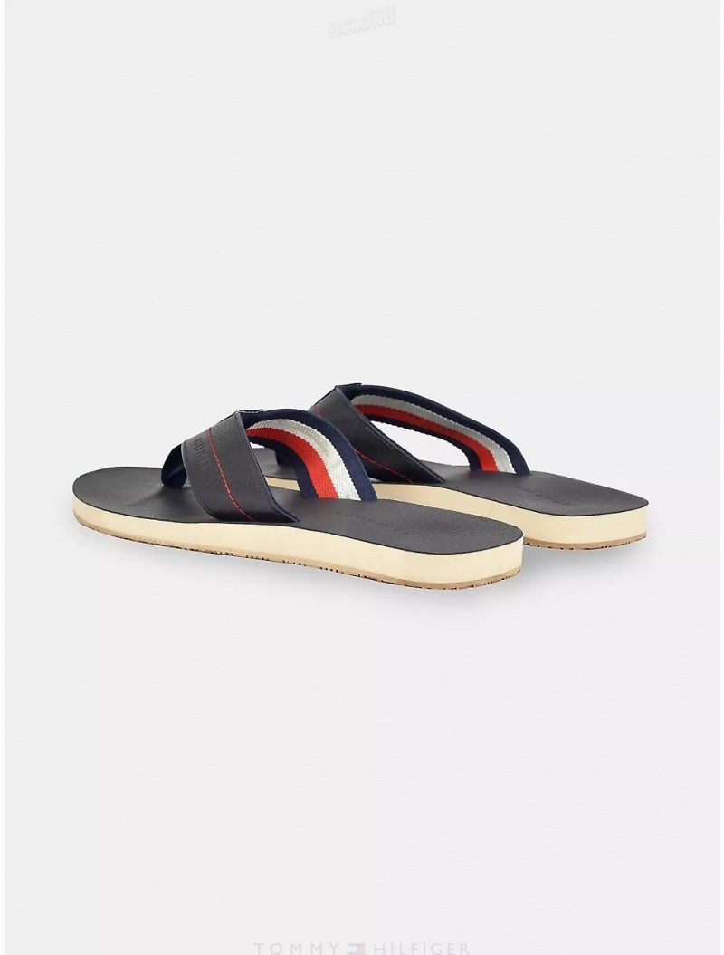 Tommy Hilfiger Flag Logo Flip Flop Shoes Dark Blue | 5741-LHBGR