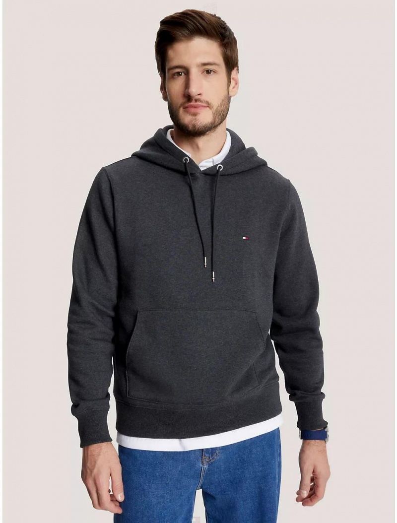 Tommy Hilfiger Flag Logo Hoodie Hoodies & Sweatshirts Grey Heather | 4193-WRZHY