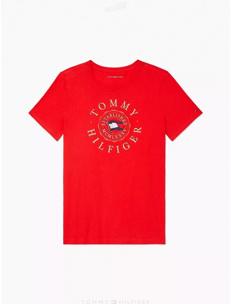 Tommy Hilfiger Flag Logo T-Shirt Tops Fireworks | 5284-VLZRQ