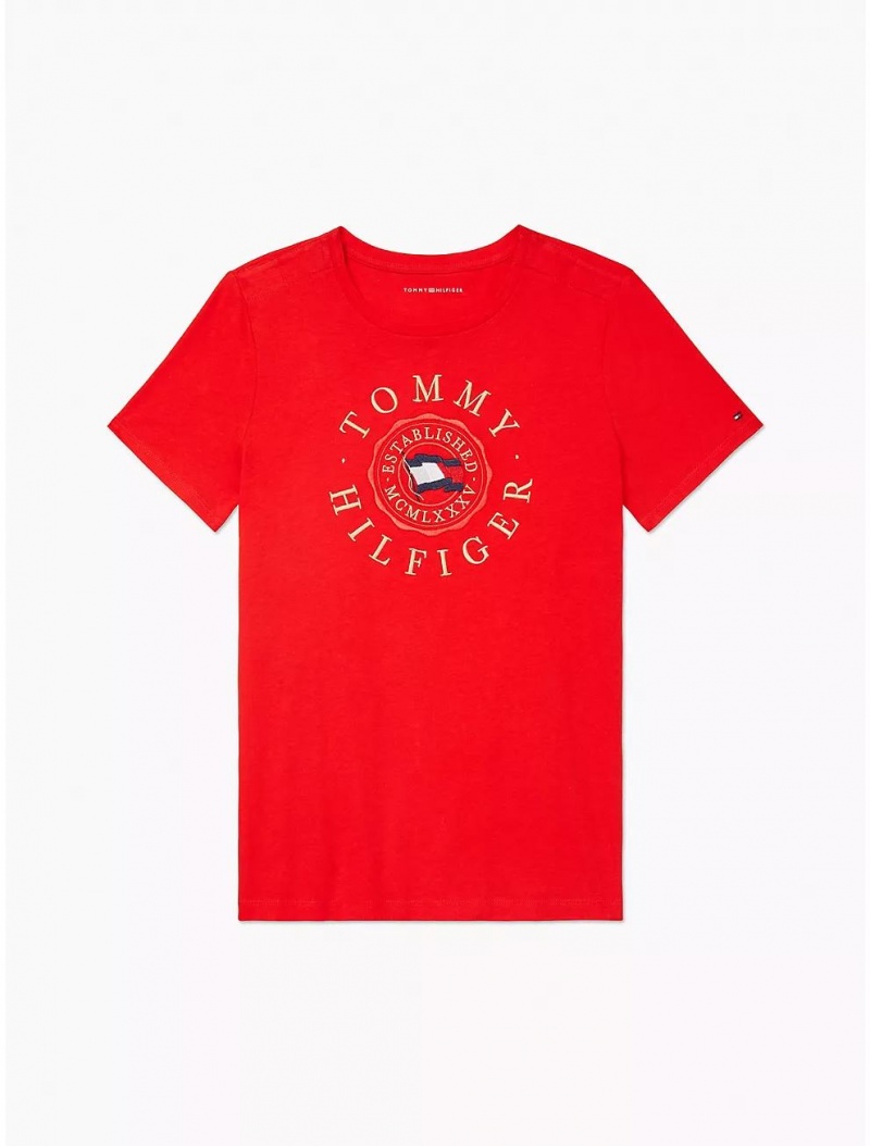 Tommy Hilfiger Flag Logo T-Shirt Tops Fireworks | 5284-VLZRQ