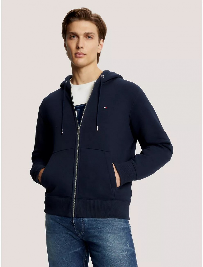 Tommy Hilfiger Flag Logo Zip Hoodie Hoodies & Sweatshirts Desert Sky | 9586-HDPRB