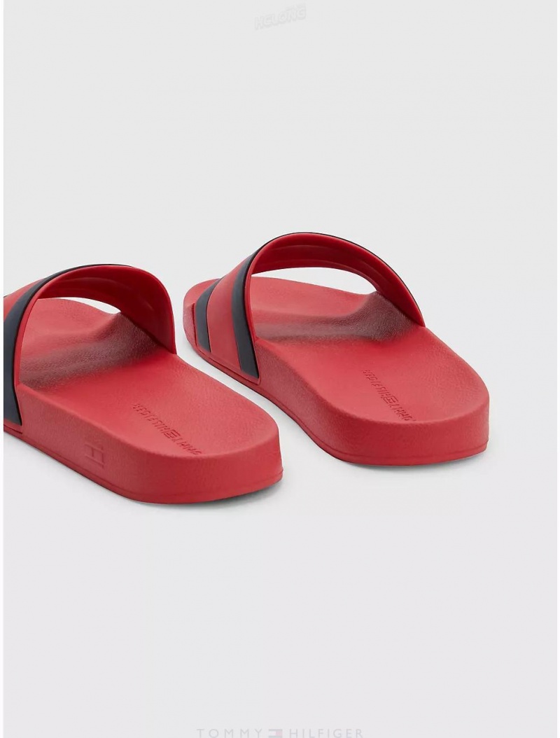 Tommy Hilfiger Flag Pool Slide Shoes Primary Red | 7321-ZWUED