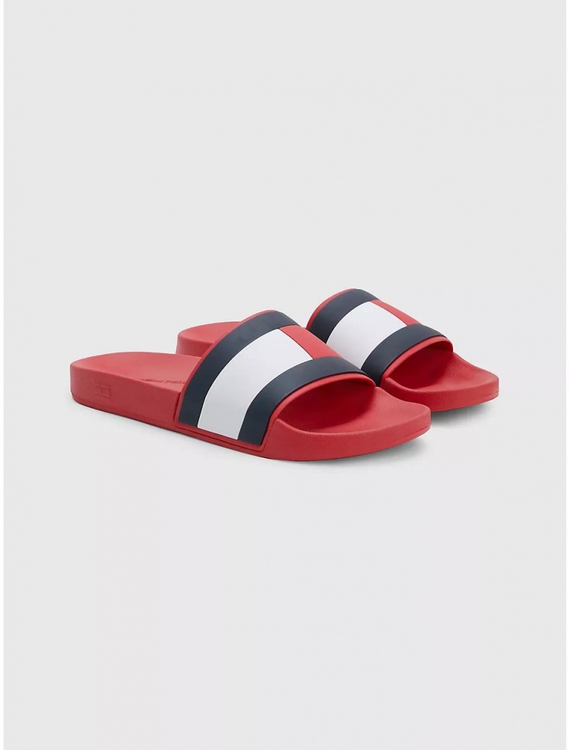 Tommy Hilfiger Flag Pool Slide Shoes Primary Red | 7321-ZWUED