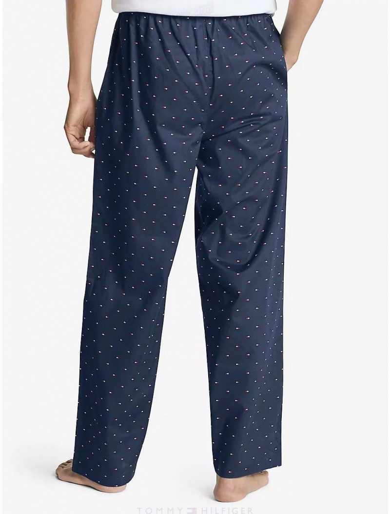 Tommy Hilfiger Flag Print Sleep Pant Bottoms Dark Navy | 4539-HVQBI