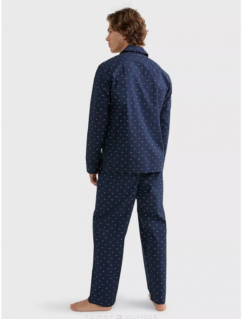 Tommy Hilfiger Flag Sleep Set Sleepwear Dark Navy | 7981-RGKIM