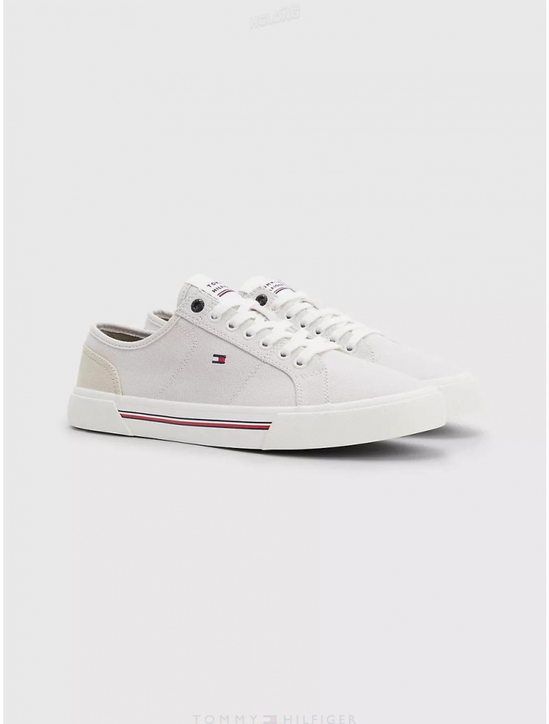 Tommy Hilfiger Flag Sneaker Shoes Stone | 4627-NAXQV