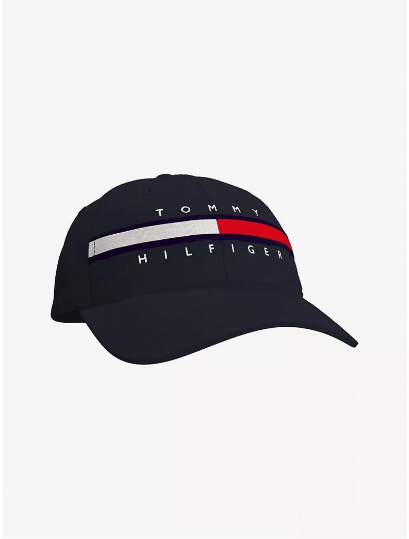 Tommy Hilfiger Flag Stripe Logo Baseball Cap Hats Sky Captain | 2371-OCLHG