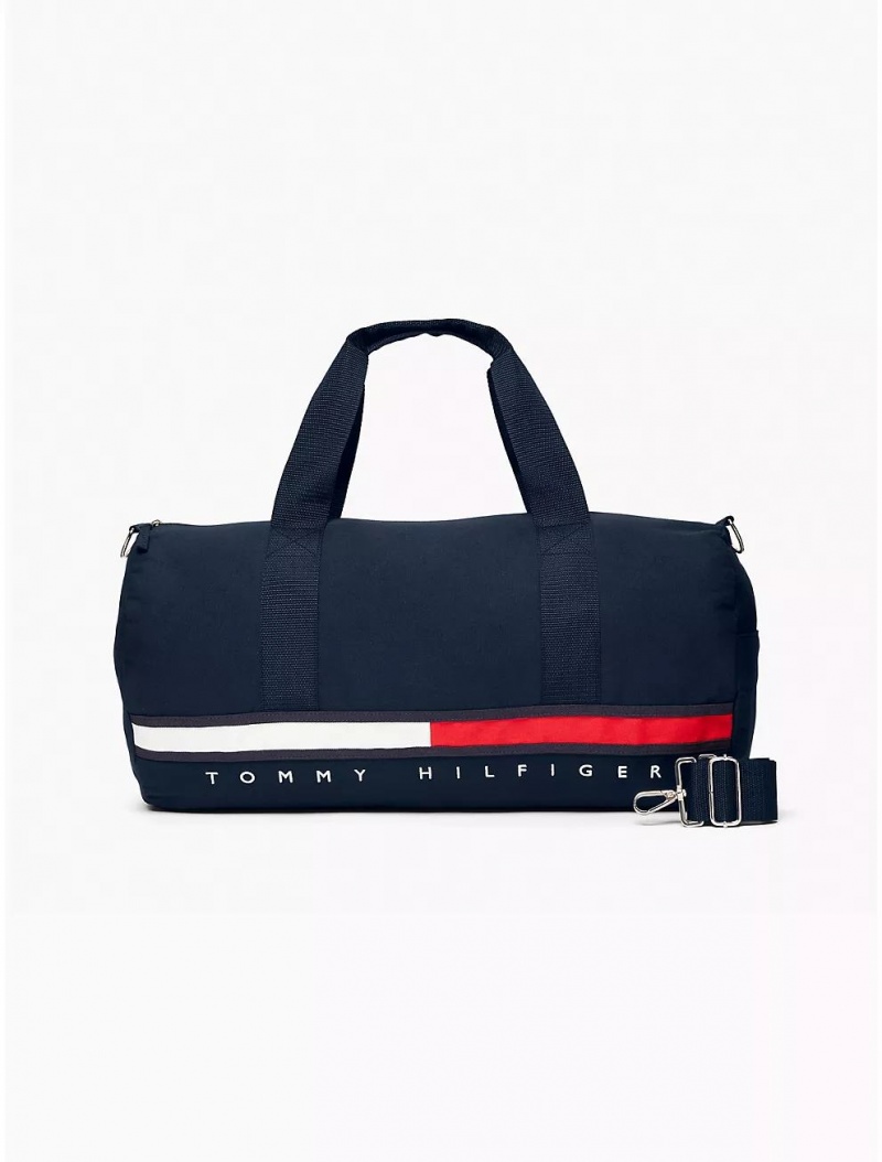 Tommy Hilfiger Flag Stripe Logo Duffle Bags Sky Captain | 3102-QMEZY