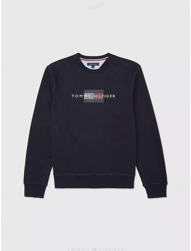 Tommy Hilfiger Flag Sweatshirt Tops Desert Sky | 0658-DIMCO