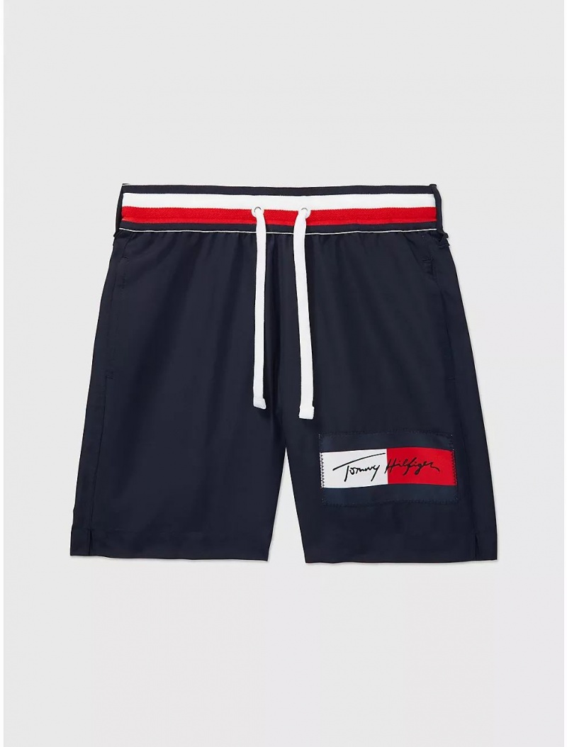 Tommy Hilfiger Flag Swim Trunk Bottoms Desert Sky | 7162-HXQOC