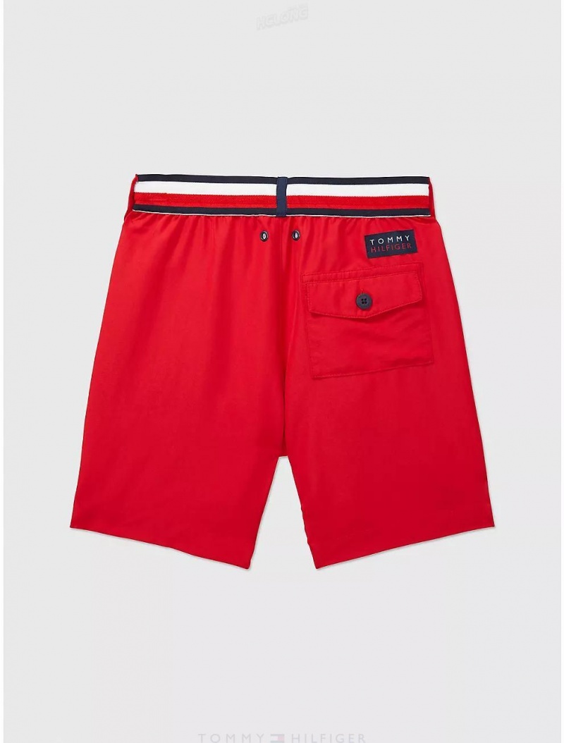 Tommy Hilfiger Flag Swim Trunk Bottoms Primary Red | 0371-DMRSC