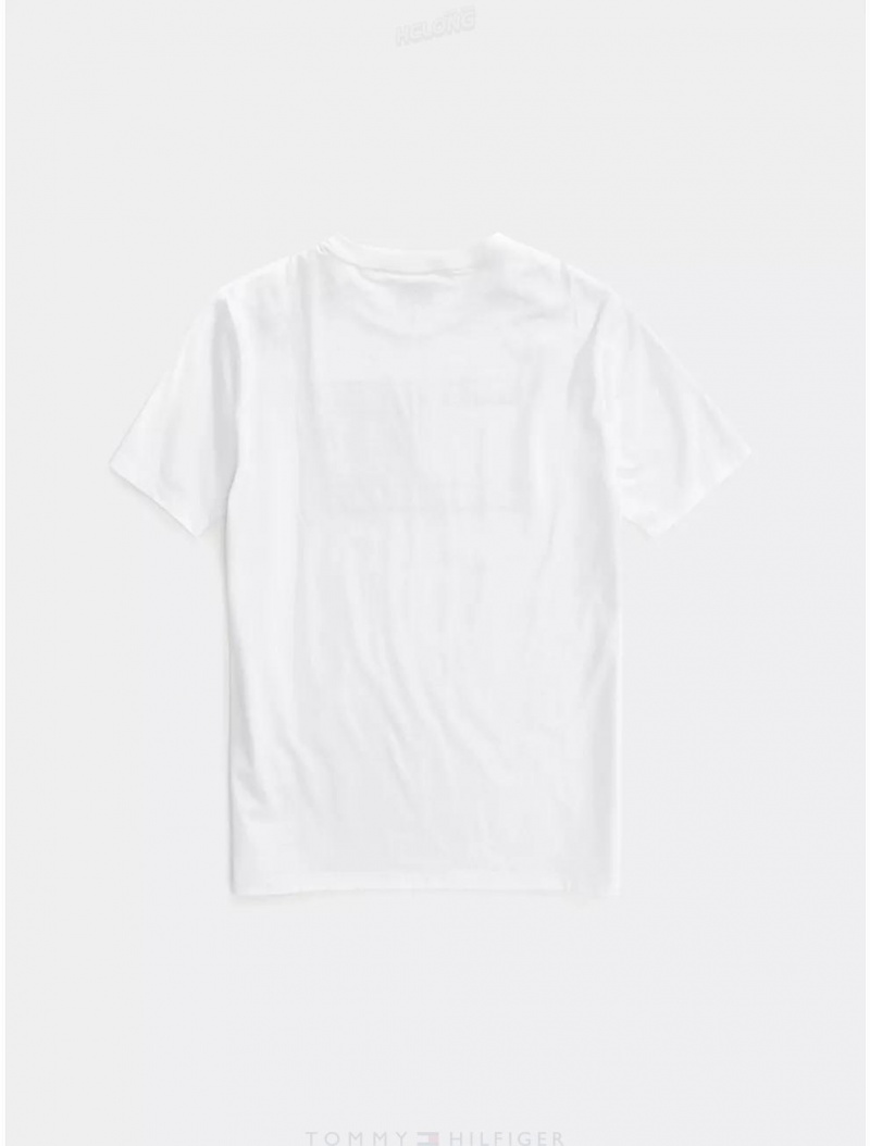 Tommy Hilfiger Flag T-Shirt Tops Bright White | 0581-DECVY