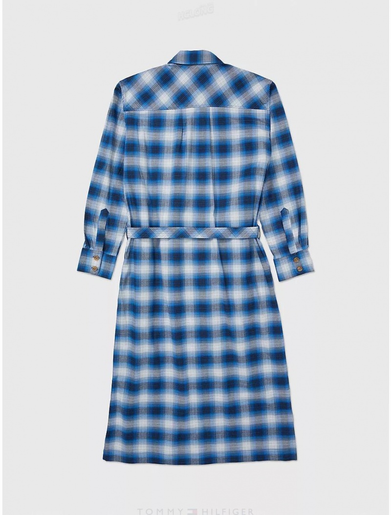 Tommy Hilfiger Flannel Shirt Dress Dresses & Skirts Greek Isle Blue multi | 3027-KGYLI