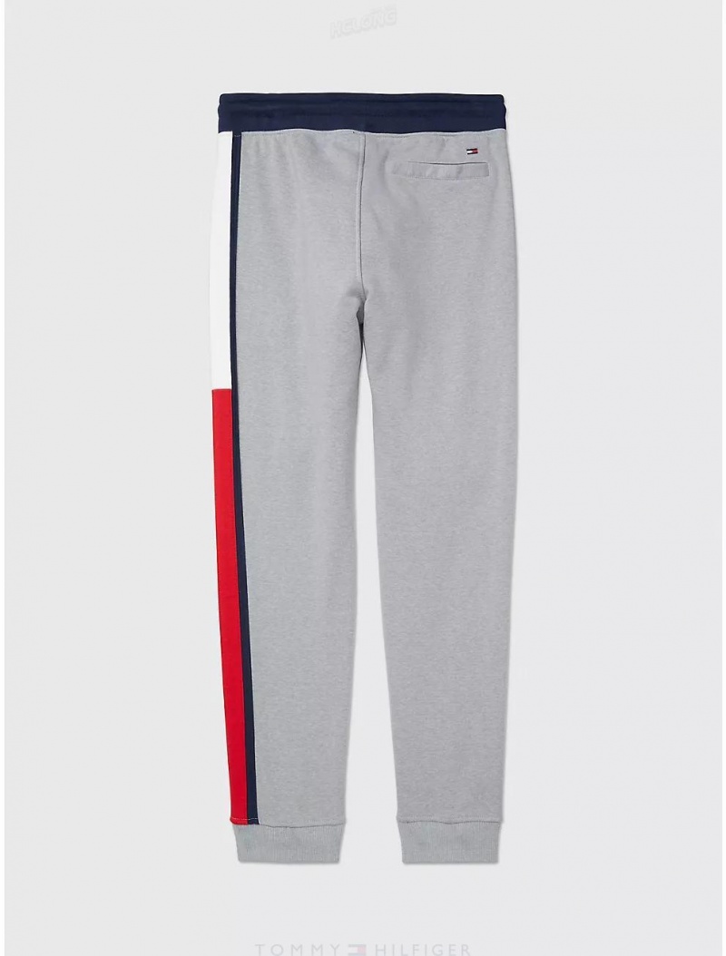 Tommy Hilfiger Fleece Logo Jogger Pant Bottoms Grey Heather | 5249-TWJFP