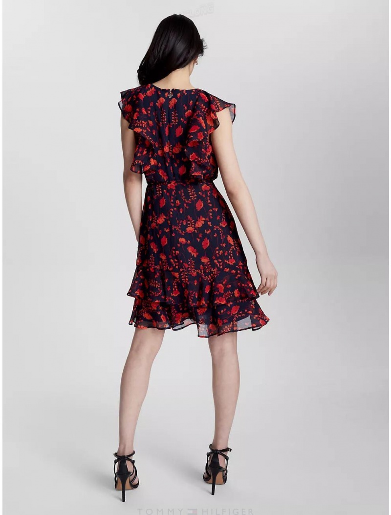 Tommy Hilfiger Floral Chiffon Dress Dresses & Skirts Grenadine Multi | 1432-KNGDB