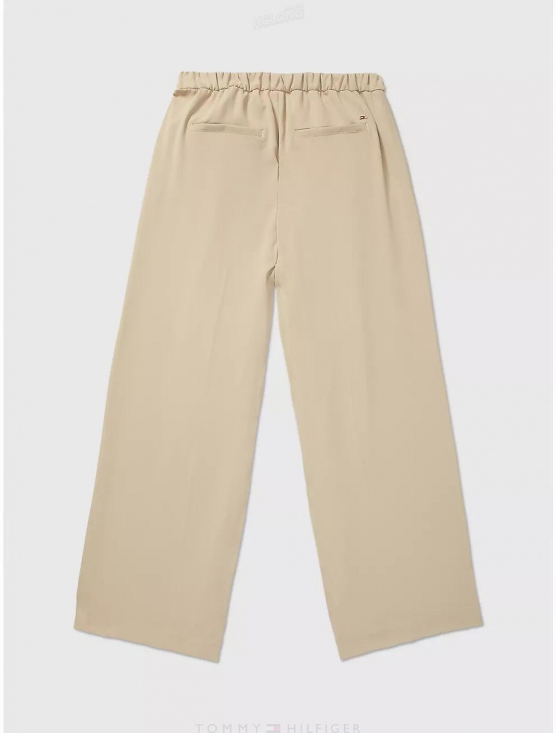 Tommy Hilfiger Fluid Wide-Leg Pant Bottoms Khaki Sand | 7489-XIOTH