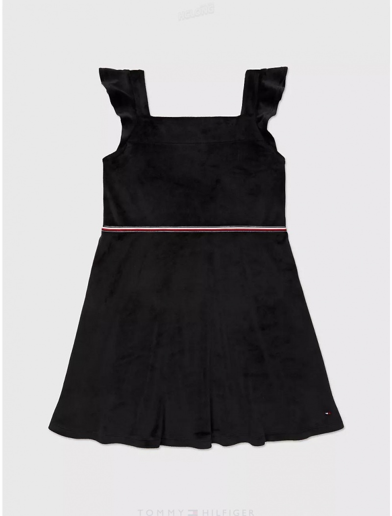 Tommy Hilfiger Flutter Dress Dresses & Skirts Dark Sable | 6874-WYRJL