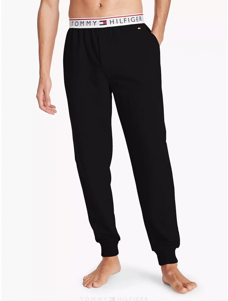 Tommy Hilfiger French Terry Lounge Jogger Pants & Shorts Black | 1369-JVMNB