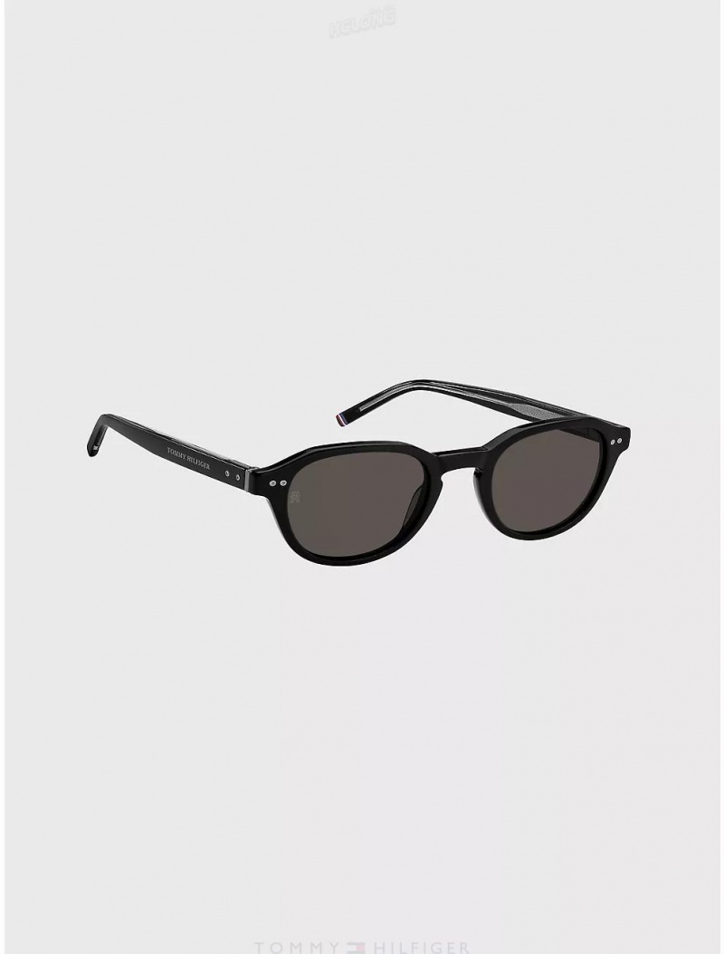 Tommy Hilfiger Geo Frame Sunglasses Sunglasses Black | 5420-RAETI