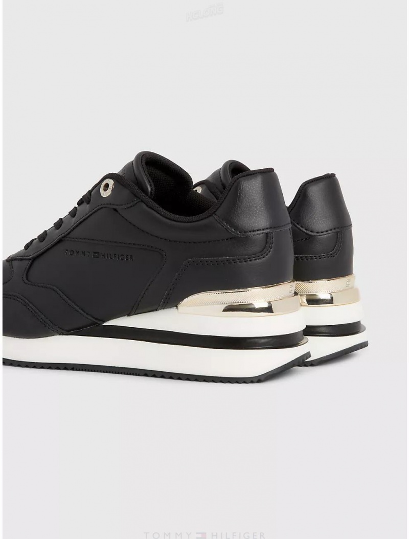 Tommy Hilfiger Gilded Wedge Sneaker Shoes Black | 8437-BQXAY