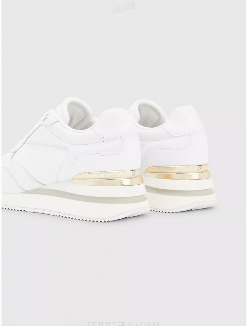 Tommy Hilfiger Gilded Wedge Sneaker Shoes White | 3142-QZDXM