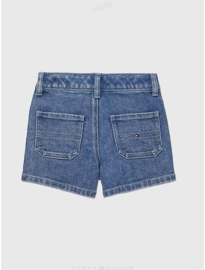 Tommy Hilfiger Girlfriend Denim Short Bottoms Medium Wash | 0746-RJLHM