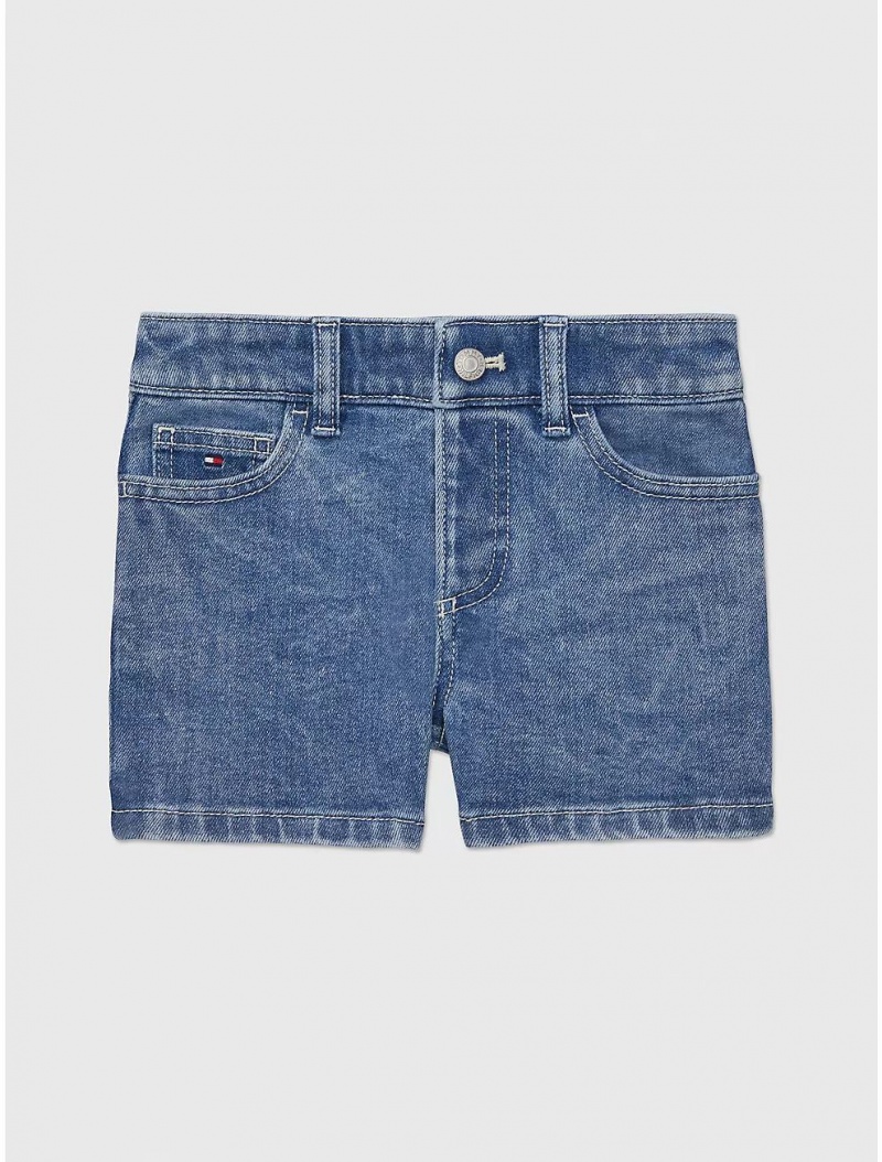 Tommy Hilfiger Girlfriend Denim Short Bottoms Medium Wash | 0746-RJLHM