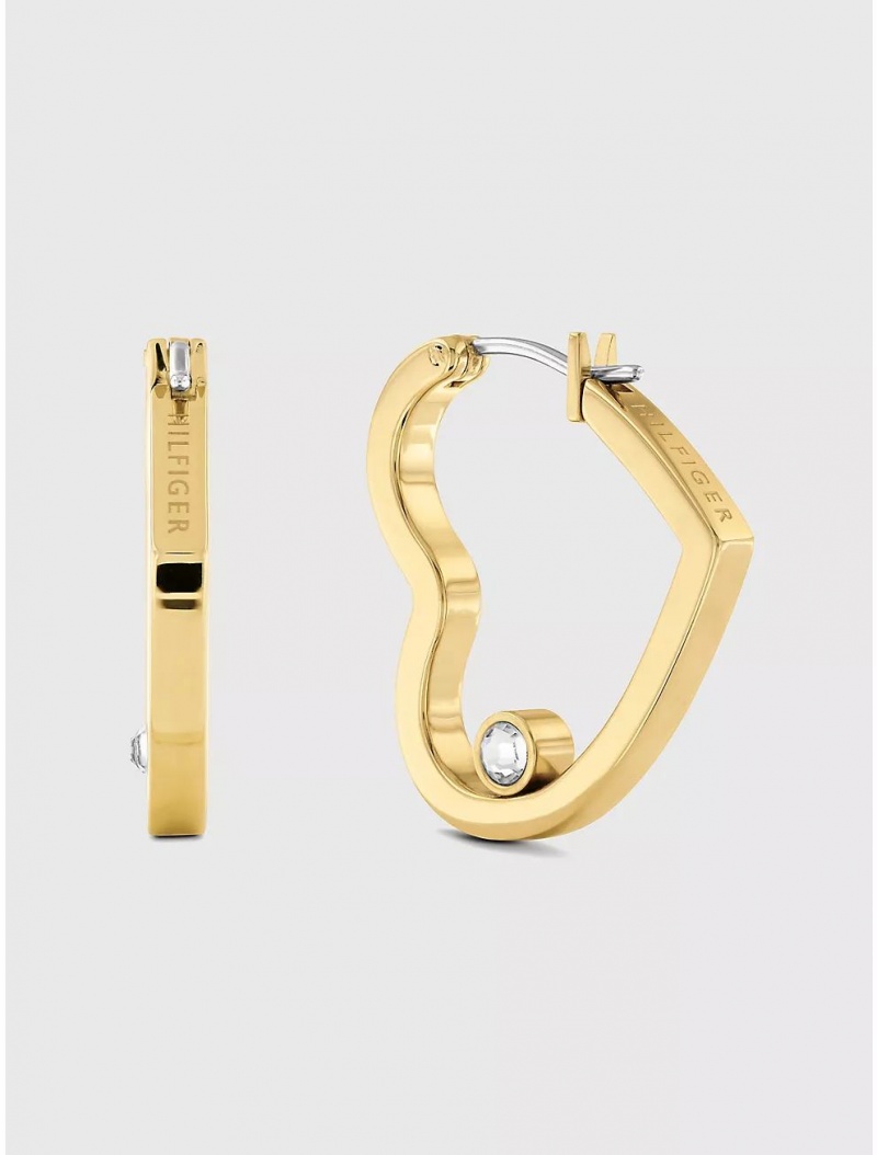 Tommy Hilfiger Gold-Tone Heart Earring Jewelry Gold | 0527-IKUDA