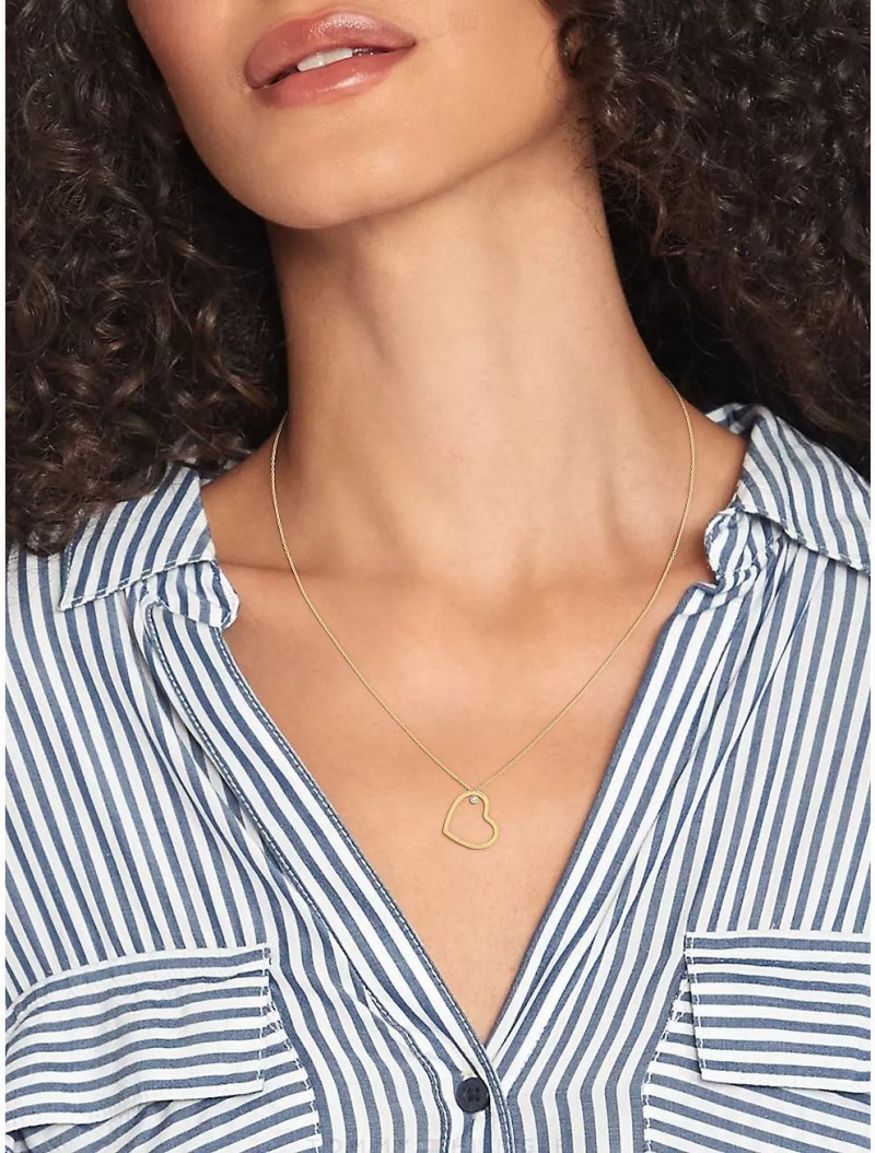 Tommy Hilfiger Gold-Tone Heart Necklace Jewelry Gold | 8417-DQZFY