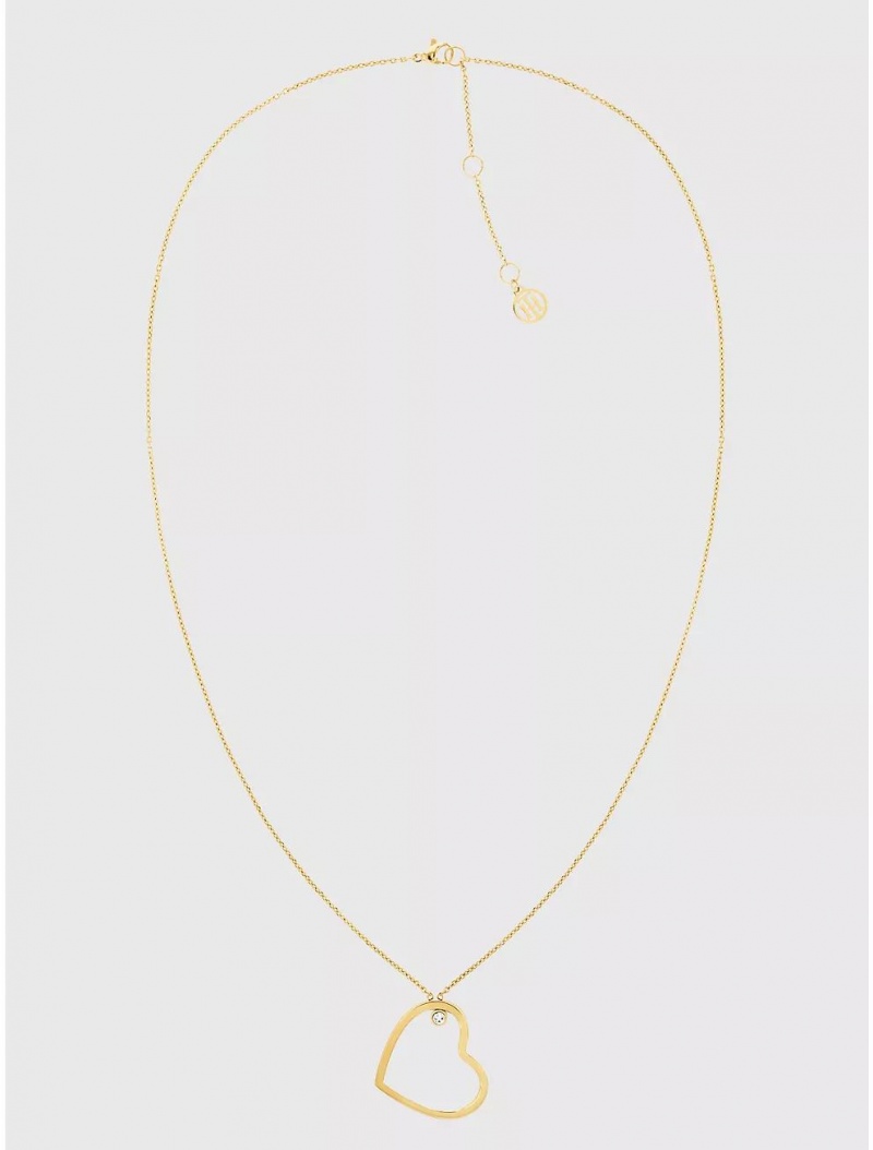 Tommy Hilfiger Gold-Tone Heart Necklace Jewelry Gold | 8417-DQZFY