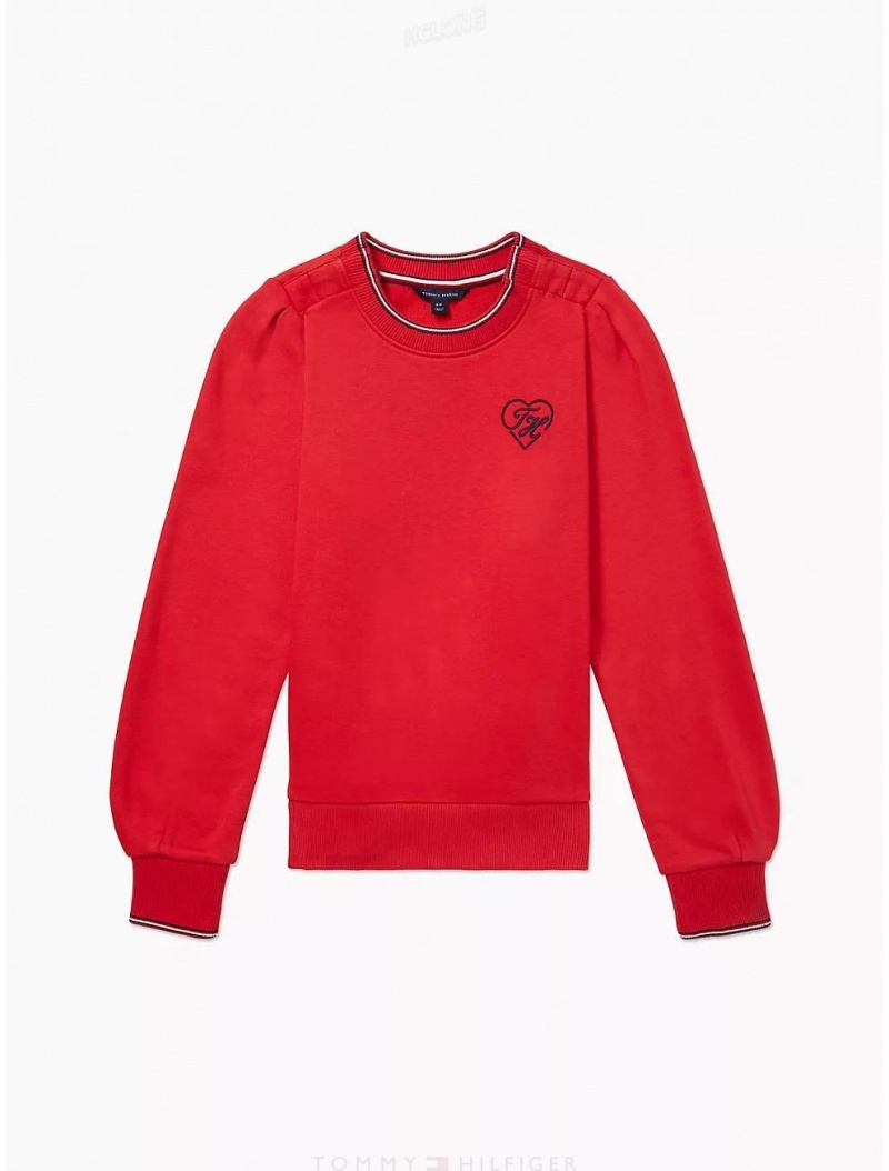 Tommy Hilfiger Heart Sweatshirt Tops RED | 5034-VQLFH