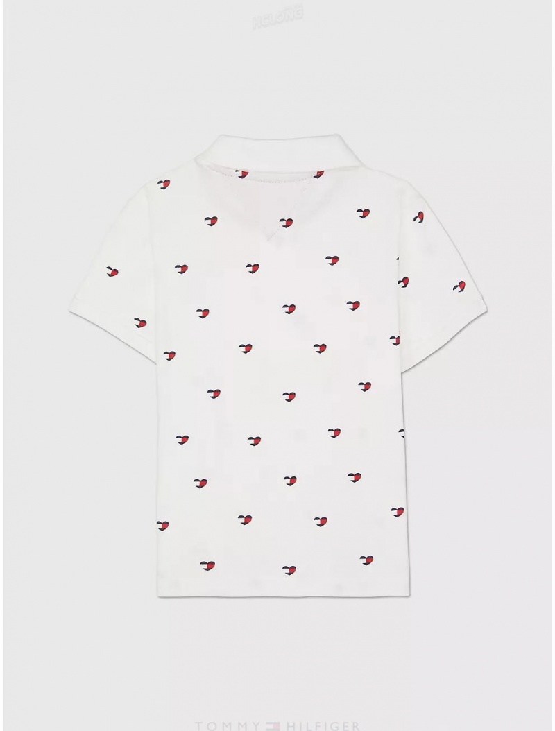 Tommy Hilfiger Hearts Polo Tops Fresh White Multi | 8123-FKGPE