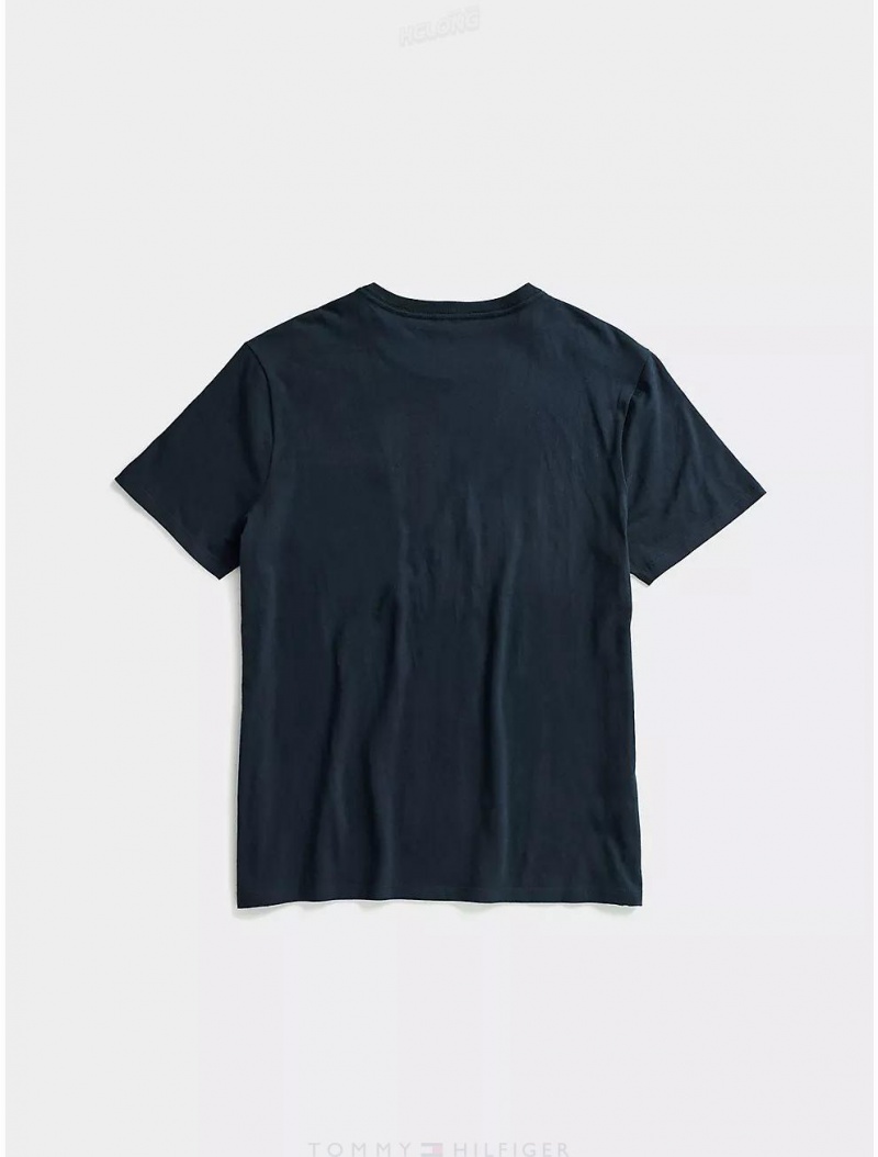 Tommy Hilfiger Heathered Pocket T-Shirt Tops Sky Captain | 5217-ONEYD