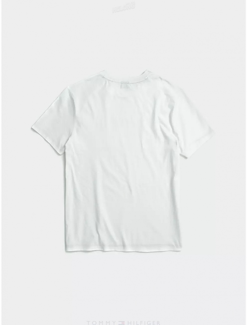 Tommy Hilfiger Heathered Pocket T-Shirt Tops Bright White | 6819-YZPJK